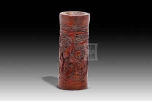 BT-003 竹雕 - 有蓋香筒“松下樂”