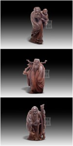 BF025-027 Bamboo Carving Set 3 star-“Fu” “Lu”  “Shou”