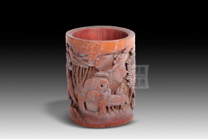 BH-011 竹雕筆筒 -  “宋人伐木”