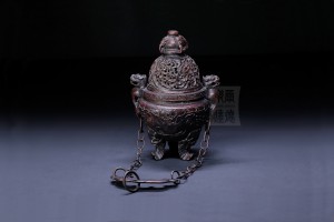 BT007 竹雕 - 四獸頭蓋鼎