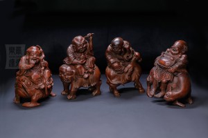 BF032-035 Carved Bamboo Figure Set of 4 Luohans